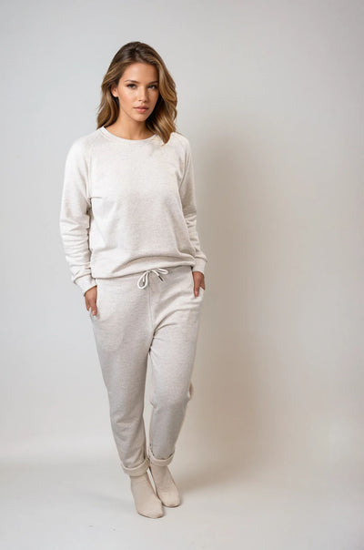 Relax in comfort and style with the Marnie Everyday Jogger. Made from soft terry cotton, these joggers are perfect for lounging, sleeping, or casual outings. The cuffless style offer a versatile fit, allowing you to roll them up for a more personalized look. Featuring an elasticated waistband with a cord tie, the joggers provide a relaxed yet secure fit.

The matching Marnie Everyday Sweatshirt boasts a slight scoop neckline and it sits perfectly just at the hips, ensuring a flattering fit. 